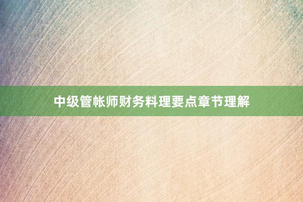中级管帐师财务料理要点章节理解